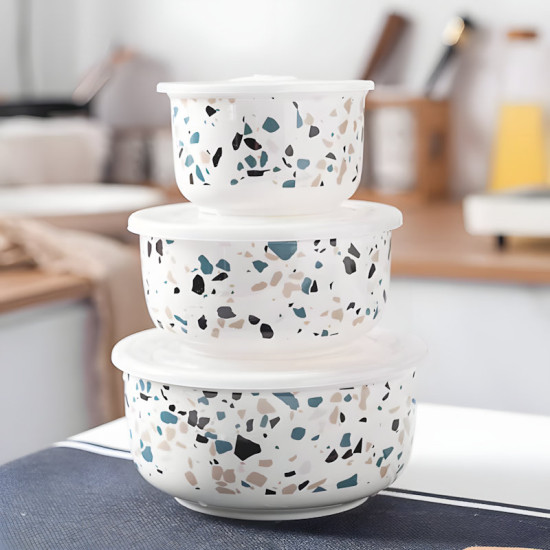 Metal Tupperware Set - 3 Pcs	